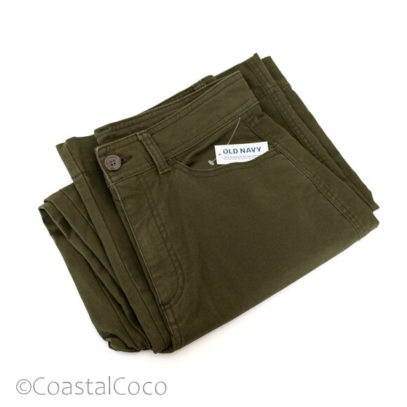 Old Navy Extra High Rise Wide Leg Mariner Jeans 8 P Olive Green Relaxed Fit NWT - Picture 6 of 10